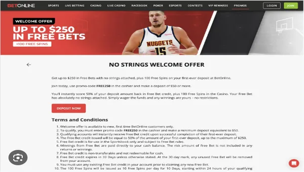 BetOnline sportsbook interface