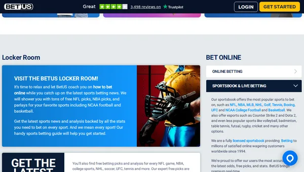 BetUS sportsbook interface