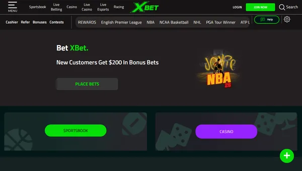 XBet sportsbook interface